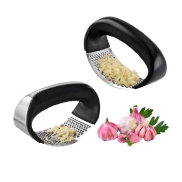 Imagem de Espremedor de Alho em Aço Inox Manual – Trituração Rápida e Eficiente – Fácil de Limpar –Resistente à Ferrugem – Ideal para Cozinha Gourmet e Uso Diário