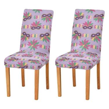 Imagem de Wassud Capas de cadeira de baile de máscaras com acabamento dourado para jantar capas de cadeira elásticas de cozinha laváveis conjunto de 2 protetores de assento