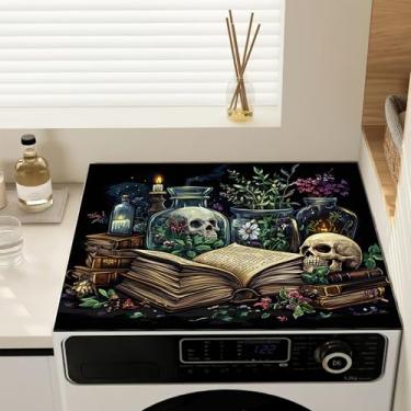 Imagem de Capas superiores de lavadora e secadora de ervas de caveira, capa antiderrapante para máquina de lavar, protetor à prova de poeira, almofada de cobertura para lavanderia, cozinha, 60 x 50 cm