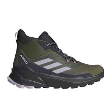 Imagem de adidas Tênis de caminhada feminino Terrex Trailmaker 2 Mid Gore-tex, Olive Strata/Silver Dawn/Aurora Black, 34
