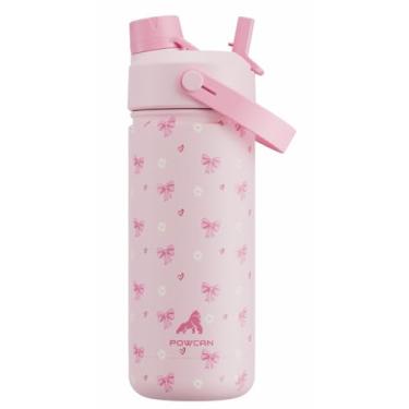 Imagem de Garrafa de água isolada de 510 g para meninas: tampa de bico de canudo 2 em 1, à prova de vazamento, livre de BPA, fácil de transportar, manter frio 24H, padrões fofos, copo infantil de aço inoxidável
