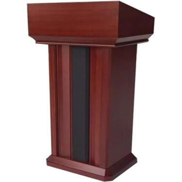 Imagem de ZDJZMGZ Púlpito de púlpito de púlpito de chão, pódio de madeira, palito de madeira portátil, palito de chão, pódio, sala de aula, suporte de apresentação multiuso, vermelho marrom - 68 x 52 x 115 cm