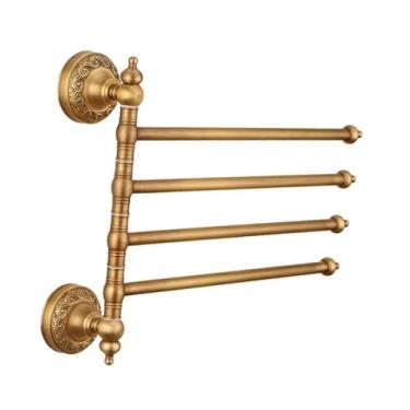 Imagem de 3FLQOOPP Toalheiro giratório suporte de toalha barra de toalha giratório suporte de banheiro prateleira de banheiro para girar toalheiro de cobre de camada dupla