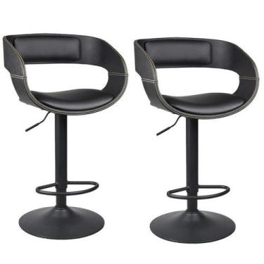 Imagem de Kit com 2 Banquetas Alta com Encosto Base Disco Londrina - Rivatti