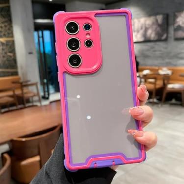 Imagem de Capa transparente e resistente a impactos para Samsung Galaxy S25 S24 Plus Ultra S25ultra S25plus, estilo militar (para S24 Ultra/Rosa)