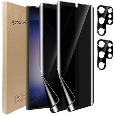 Imagem de ELEYBTEH Pacote com 2 + 2 para Samsung Galaxy S25 Ultra Película de Privacidade [Sem Vidro] Com Protetor de Lente da Câmera, Desbloqueio de Impressão Digital Mais Fácil, Anti-Espião Flexível