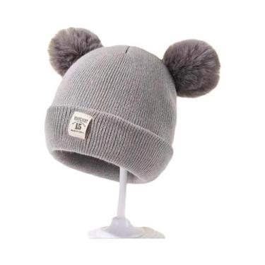 Imagem de Gorro De Lã Quente Com Pom Pom Para Crianças, Acessórios De Inverno Em