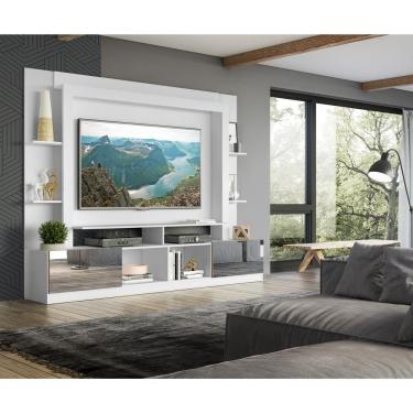 Imagem de Estante Com Espelho Para Tv Até 65´´ Oslo Fg3390 Branca/madeirada