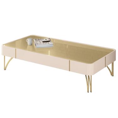 Imagem de Mesa De Centro Decorativa Sala De Estar Harmony B01 Off White Champagne - Lyam Decor