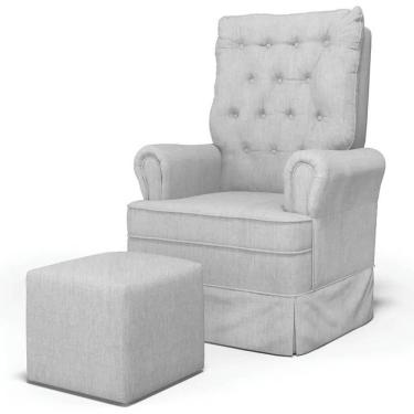 Imagem de Poltrona De Amamentação E Descanso Com Balanço E Puff Laís G05 Linho Cinza Claro - Mpozenato