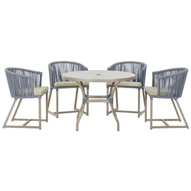 Imagem de Mesa Com 4 Cadeiras E Noronha Estofado 7 Trama Original Prata