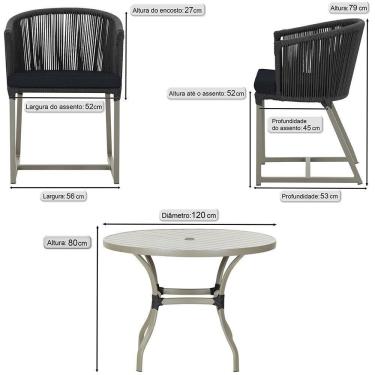 Imagem de Mesa E 6 Cadeiras De Jantar Noronha Fendi E12 Trama  Preto