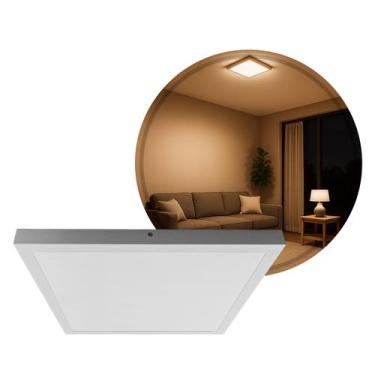 Imagem de Painel Plafon LED Sobrepor Quadrado 40W Luminaria Teto Luz Amarela ST1