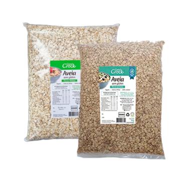 Imagem de Kit 2 Aveia em Flocos Sem Glúten Leve Croc 1kg: Grossos, Médios