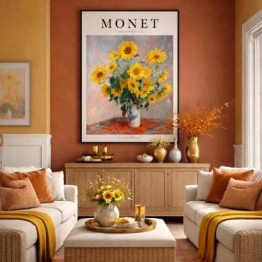 Imagem de Quadro Canvas Bouquet Sunflowers Monet 70X50Cm Mold Branca - Quadros O