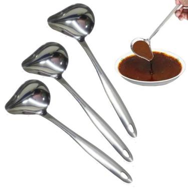 Imagem de Kit com 3 Concha com Bico Lateral em Aço Inox Para Servir Molhos Sopas