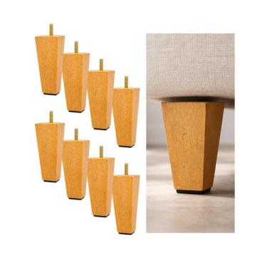 Imagem de Kit 8 Pés Trapézio De Móveis Sofa Poltrona Com Parafuso 12cm Madeira M