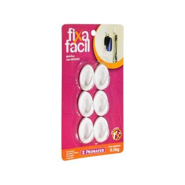 Imagem de GANCHO C ADESIVO BRANCO 2501 C 6 UN peso ate 0,5 kg PRIMAFER