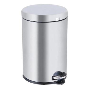 Imagem de Lixeira Cozinha Prata 12l 35x25cm Inox - Brazil Home Living