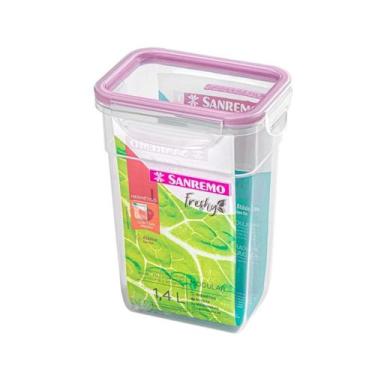 Imagem de Pote Hermético com Travas 1,4L Modular Sanremo Freshy Rosa Fitness Aca