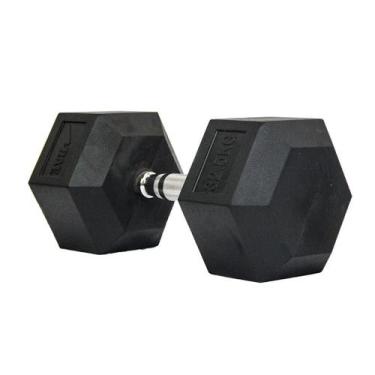 Imagem de Halter emborrachado sextavado com pegada cromada de 32,5kg - RAE, Unic