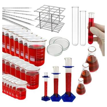 Imagem de Kit De Vidraria 160 Peças Para Laboratório Escolar Ciências - Drop