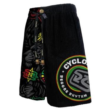 Imagem de Bermuda Cyclone Veludo Estampada Reggae Lion Cor:PretoTamanho:G, Preto