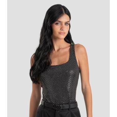 Imagem de Body Feminino em Malha Lantejoula Dianna Preto, G, Preto