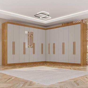 Imagem de Guarda-Roupa de Canto Modulado com Espelho 15 Portas 6 Gavetas Inglate