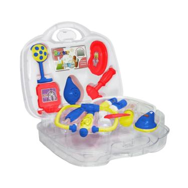 Imagem de Kit Maleta Medica Doutor Com Luz e Som Azul - Dm Toys 6174