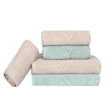 Imagem de Kit de Toalha Banho Rosto Tapete 5 Peças Fendi e Menta Max Sonhare Our