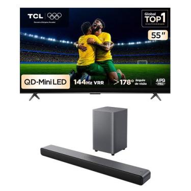 Imagem de Combo Smart TV TCL 55 QLED Mini LED 4K C6K WiFi 144Hz 55C6K e Soundbar