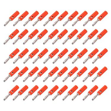 Imagem de Conector Banana, Plugue Banana Multiuso JT-002 4mm Sem Solda Fiação Transmissão Estável para Equipamentos Industriais para Equipamentos Eletrônicos vermelho