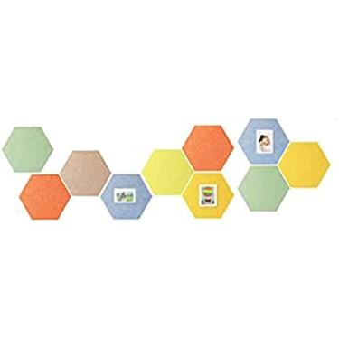 Imagem de KRASS 10 peças placas de aviso de feltro, criatividade, painéis acústicos hexagonais coloridos para escritório quarto adesivos de parede decorativos placa de feltro reutilizável, #5, Collector88