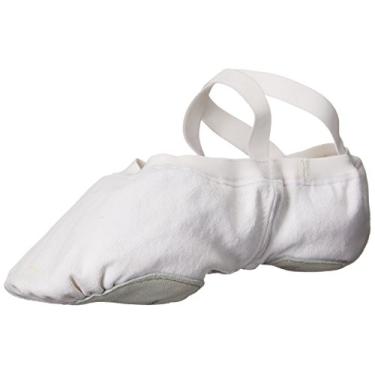 Imagem de Bloch Dance Synchrony Sapatilha masculina de lona elástica com sola dividida, Branco, 43