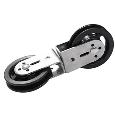 Imagem de Polia de rolamento, polia silenciosa de rolamento de exercício de levantamento de peso, polia de corda de fio de elevação, polia de garra dupla resistente, sistema de polia de tração, polia de cabo de liga de nylon/alumínio para levantamento