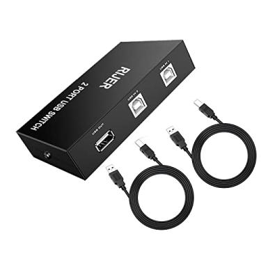 Imagem de 2 portas USB 2.0 seletor interruptor para PC Compartilhamento caixa com 2 peças 6 pés de cabo scanner de impressão para PC computador scanner impressoras projetor câmera e teclado
