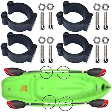 Imagem de Clipe universal de pá de caiaque com ferragens – Montagem em deck/suporte de pista, armazenamento de pá de caiaque e clipe de rede de pesca, organizador de vara de pesca, suporte de pá, suporte de remo vertical, montagem lateral, pacote com 4