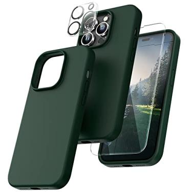 Imagem de TOCOL [Capa 5 em 1 projetada para iPhone 14 Pro, com 2 pacotes de protetor de tela + 2 protetores de lente de câmera, capa de telefone de silicone líquido de 16,1 polegadas, [antiarranhões] [proteção contra quedas], verde alpino