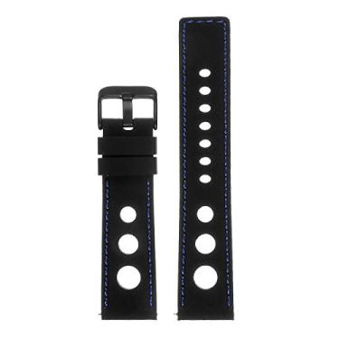 Imagem de Pulseira de rel gio de libera o r pida Rally de borracha de silicone StrapsCo - Escolha sua cor - 18 mm, 20 mm, 22 mm, 24 mm, Black & Blue (Black Buckle), 22mm