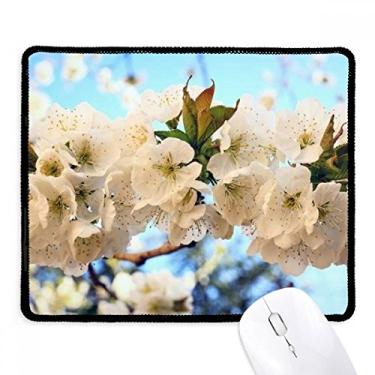 Imagem de Mouse pad branco floral rosa bonito borda costurada tapete de borracha para jogos