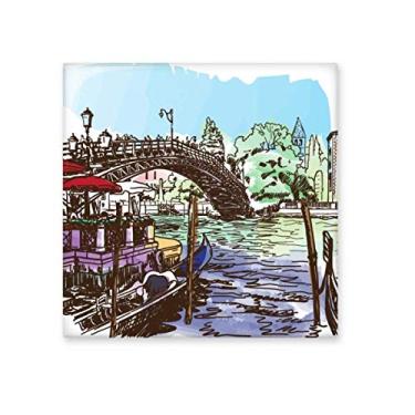 Imagem de Pedra adorna de tijolos vitrificados com azulejo de cerâmica e aquarela