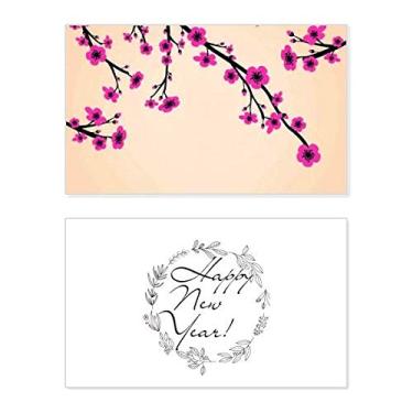 Imagem de Japan Pink Black Sakura Art Festival Ano Novo Cartão de felicitações Bless Message Present
