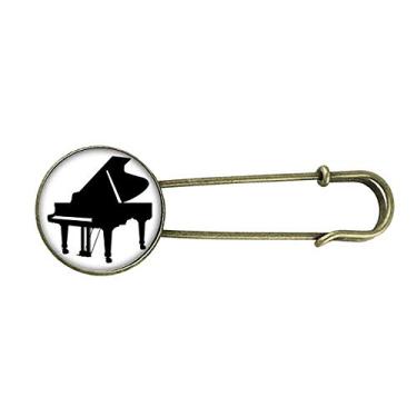 Imagem de Piano Clássico Instrumento de Música Retrô Broche de Metal Clipe Joia