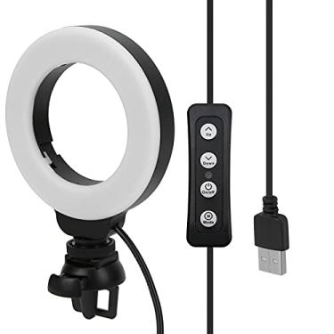 Imagem de Luz circular de LED, luz de preenchimento de selfie de 10 cm, brilho de carregamento USB ajustável para transmissão ao vivo para conferência para ensino para educação online