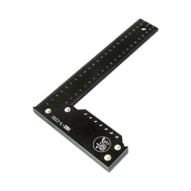 Imagem de IEUDNS Esquadro de carpinteiro, régua em forma de L, instrumento de medição, ferramenta de marcação, régua de enquadramento, Preto 250mm