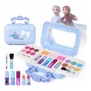 Imagem de Mala Kit Maquiagem Infantil Batom Sombra Frozen Elsa Anna Mala Kit Maquiagem Infantil Batom Sombra Esmalte Maleta De maquiagem Para Menina Criança Princesinha Maleta Maquiagem Frozen Disney Original Princesas Infantil