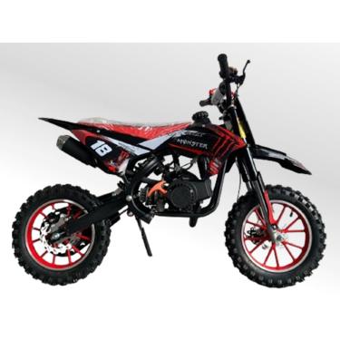 Imagem de Mini Moto Cross Trilha 49cc Monster Vermelha Gasolina com Óleo 2 Tempos