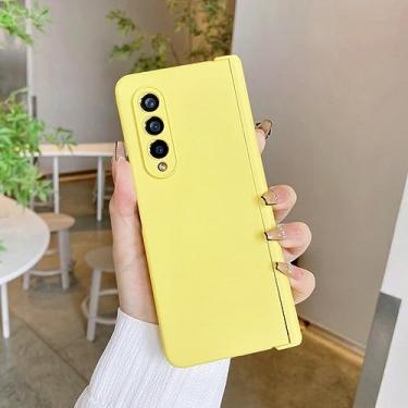 Imagem de Com conexão de dobradiça 3 em 1 capa de telefone combo para samsung galaxy z fold 4 3 5 cores capa dura, amarelo, para samsung z fold 5