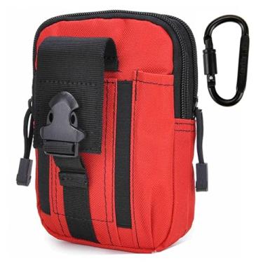 Imagem de DOUNTO Bolsa tática de cintura EDC Molle bolsa de cintura cinto bolsa de telefone coldre bolsa de transporte para smartphone, ferramentas (vermelho)
